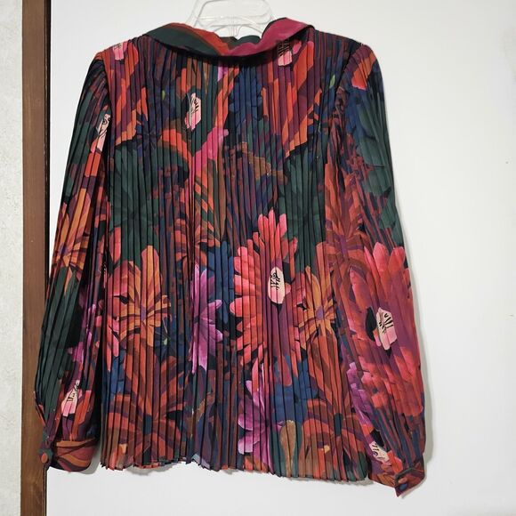 Farm Rio Women’s Bird Flowers Pleated Shirt Floral Top Multicolor Small - Picture 9 of 10